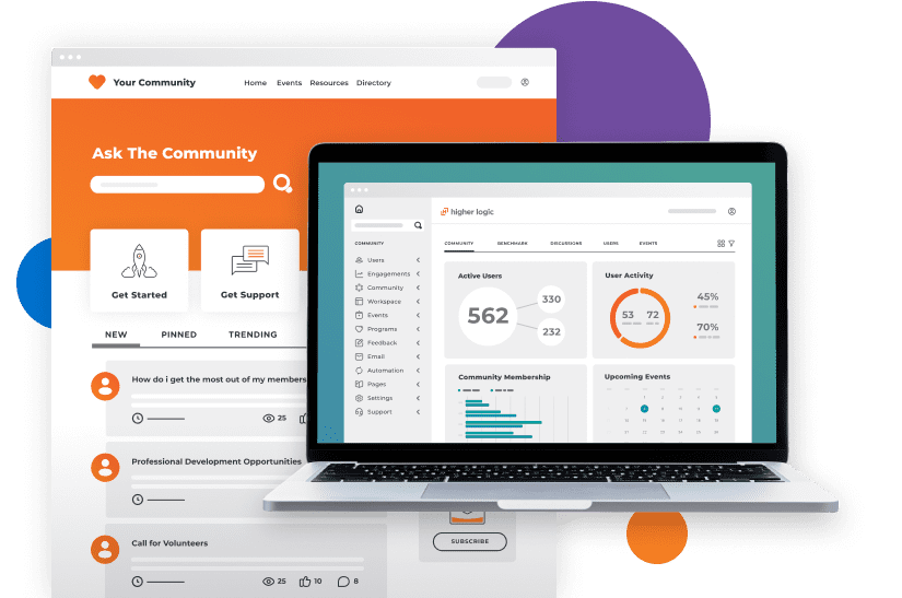 Discussion board and analytics dashboard within a Higher Logic Vanilla customer community