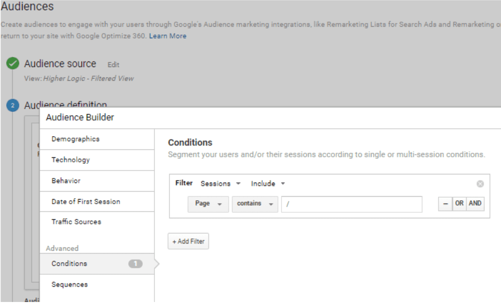 higherlogic google remarketing audience