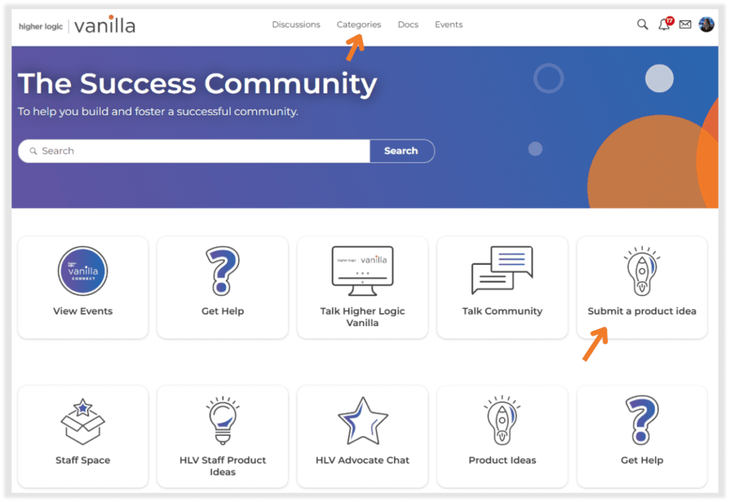 Higher Logic Vanilla community homepage